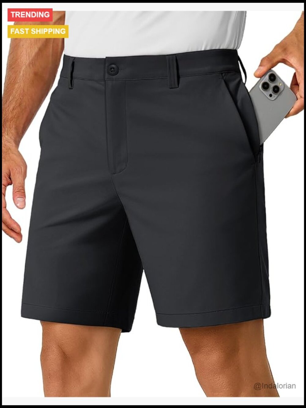 Men's 7" Golf Shorts with 6 Pockets Lightweight Stretch Flat Front